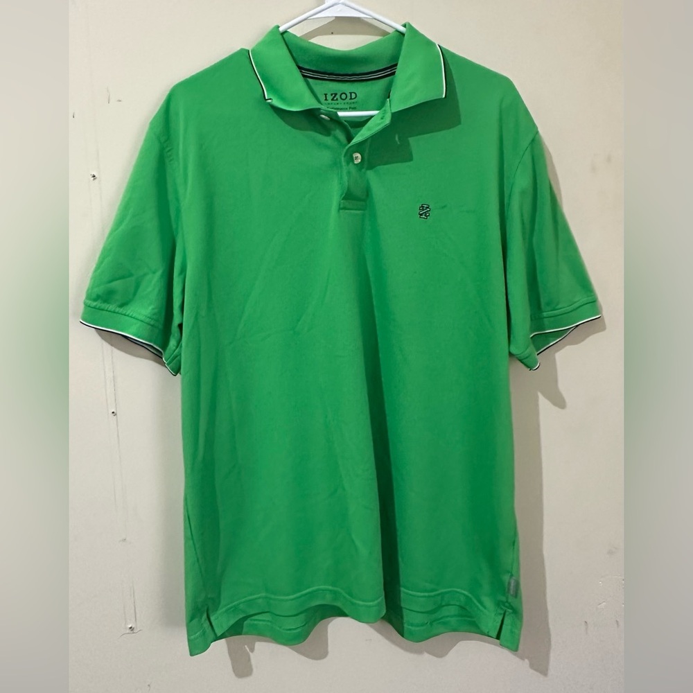 Izod Large Green Luxury Sport Performance Polo Shirt